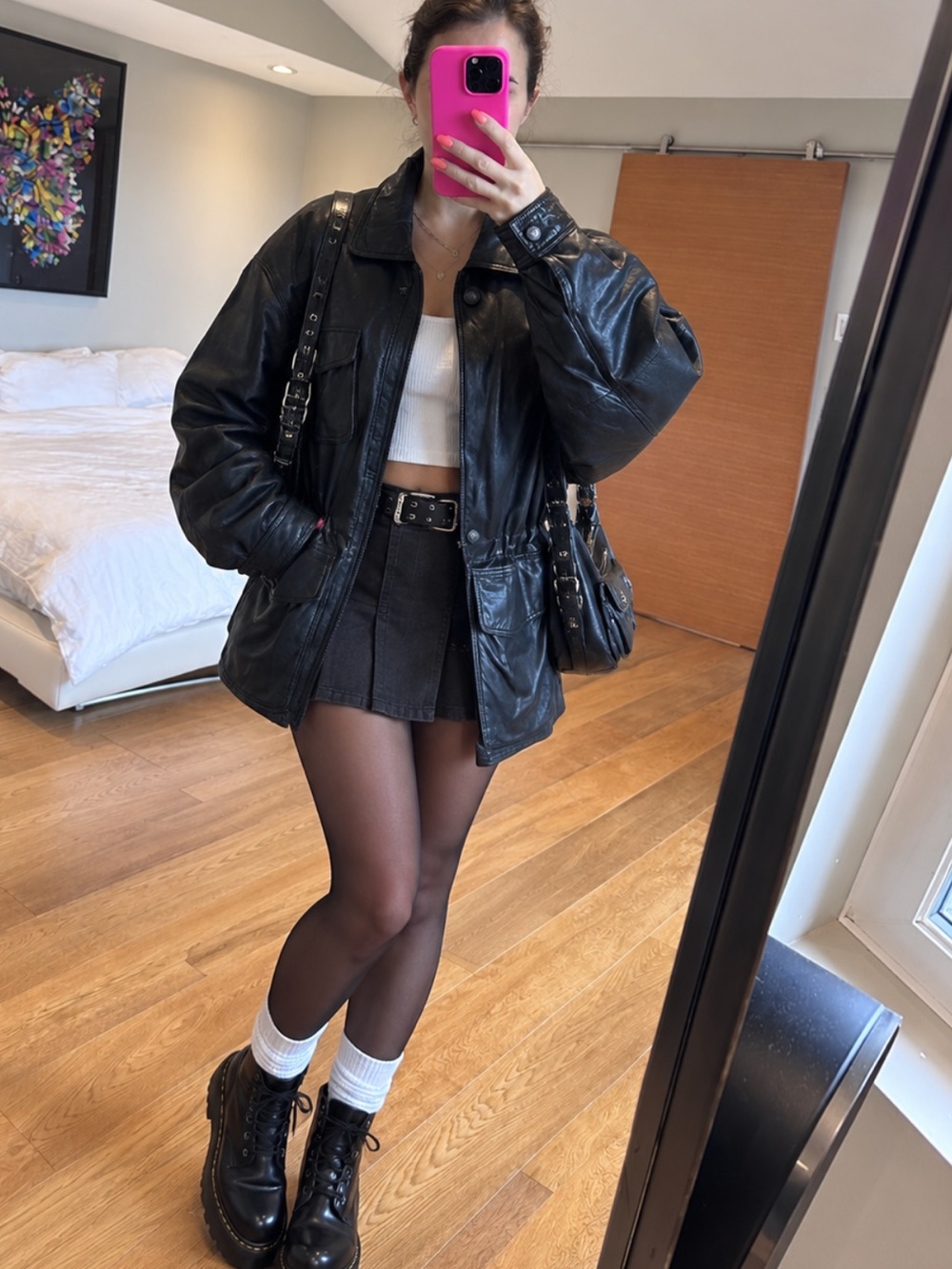 Lambskin Black Leather utility Jacket